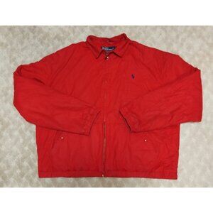 Vintage Polo Ralph Lauren Jacket Mens Large Red Cotton Harrington Lined Coat